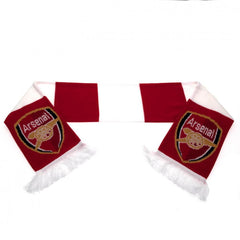 Arsenal FC Bar Scarf LKT Sport Red and white bar stripe design jacquard knit scarf with white fringeBoth sides feature a large Arsenal club crest at each endOfficial licensed productApprox 132cm x 19cm Scarves