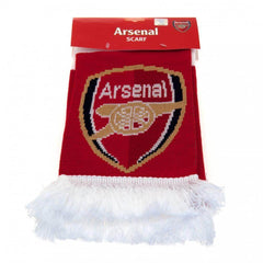 Arsenal FC Bar Scarf LKT Sport Red and white bar stripe design jacquard knit scarf with white fringeBoth sides feature a large Arsenal club crest at each endOfficial licensed productApprox 132cm x 19cm Scarves