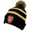 Arsenal FC Black Breakaway Ski Hat LKT Sport Black cuff knit beanie bobble hat with gold stripe detailFeatures a black and gold bobble with an Arsenal raised embroidery crestOfficial licensed productOne size fits all Beanies