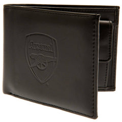 Arsenal FC Debossed Wallet LKT Sport Black PU wallet featuring a large debossed club crest3 card slots and 2 note pocketsChange pocket with secure stud fastener1 additional compartmentOfficial licensed productApprox 11cm x 9cm Wallets