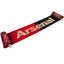 Arsenal FC Split Scarf LKT Sport Navy blue and red split jacquard knit scarf with a white fringeArsenal text in white and gold and repeated on the reverseBoth sides feature a large Arsenal club crest at each endOfficial licensed productApprox 132cm x 19cm