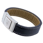 Arsenal FC Stitched Leather Bracelet LKT Sport Black genuine leather stiched bracelet with a subtle crocodile print designStainless steel rectangular clasp with the Arsenal crest engraved onWith a stainless steel sliding claspOfficial licensed productAppr
