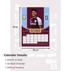 Aston Villa FC A3 Calendar 2026 LKT Sport Football>Premier League>Aston Villa FC Wall Calendars