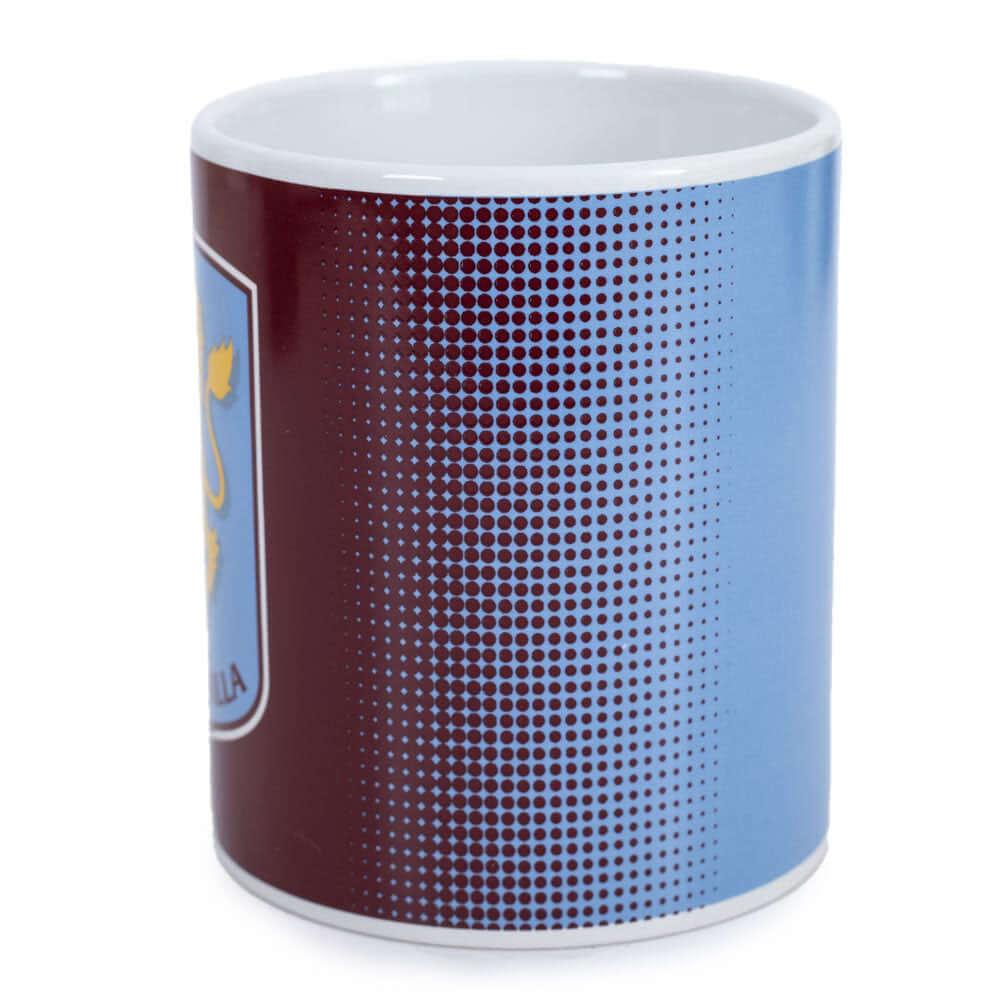 Aston Villa FC Halftone Mug LKT Sport Ceramic everyday coffee mugHalftone design featuing a full colour Villa crestGlazed kiln fired finish with white handleOfficial licensed productApprox 315ml (11oz)Approx 9cm tall, 8cm in diameter Mugs