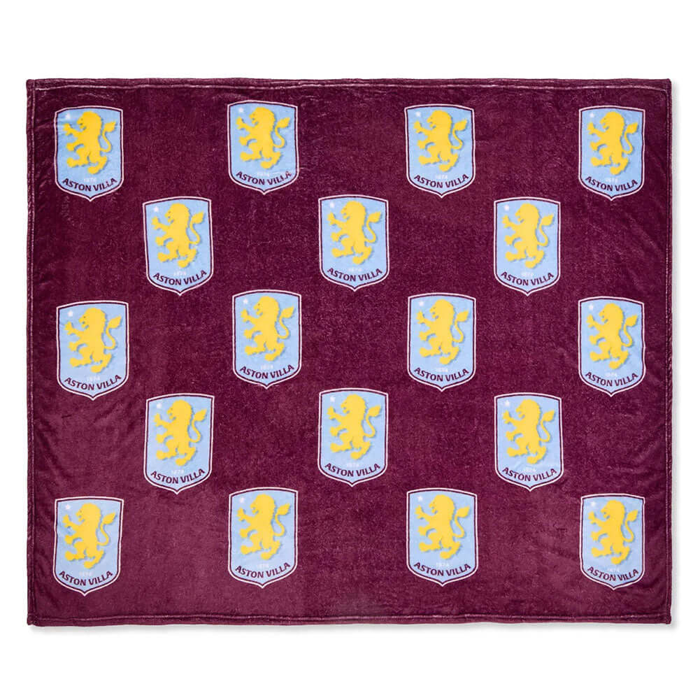 Aston Villa FC Multi Crest Fleece Blanket LKT Sport Vibrant claret soft and warm fleece blanketFeatures multiple Villa crests100% polyester machine washableOfficial licensed productApprox 150cm x 120cm Throw Blankets