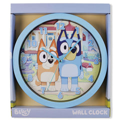 Bluey Wall Clock LKT Sport Hanging wall clock featuring Bluey and BingoDurable plastic case with a clear font and modern quartz movementRequires x1 AA Battery (not included)Official licensed productApprox 25cm in diameter Wall Clocks