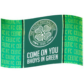 Celtic FC Bhoys Flag LKT Sport Large 100% polyester supporters flagThis green flag features a white Celtic crestWith a repeat Celtic pattern and Come On You Bhoys In Green textPerfect for any wall with ready to hang metal eyeletsOfficial licensed productA