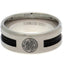 Celtic FC Black Inlay Ring Small LKT Sport Stainless steel ring featuring a black rope insert Brushed satin finish and engraved with the Celtic crest Official licensed product Internal diameter approx 19mm Ring size R Presented in a gift box Rings