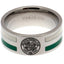 Celtic FC Colour Stripe Ring Small LKT Sport Stainless steel ring featuring green and white colour inserts Chrome finish and engraved with the Celtic crest Official licensed product Internal diameter approx 19mm Ring size R Presented in a gift box Rings