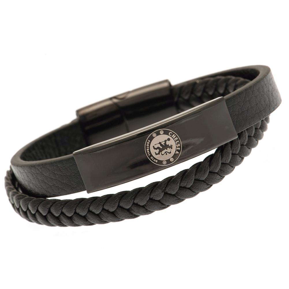 Chelsea FC Black IP Leather Bracelet LKT Sport Football>Premier League>Chelsea FC Bracelets