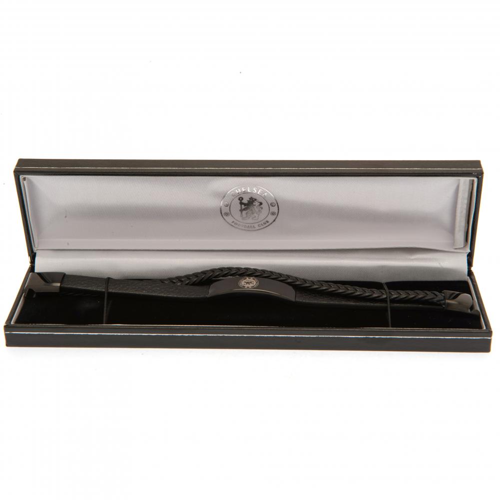 Chelsea FC Black IP Leather Bracelet LKT Sport Football>Premier League>Chelsea FC Bracelets