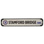 Chelsea FC Deluxe Stadium Sign LKT Sport Deluxe metal stadium sign with embossed club logo and textOn a black MDF backingReady to hang with two picture hooksOfficial licensed productApprox 65cm x 12cm Novelty Signs