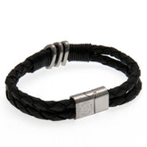 Chelsea FC Leather Bracelet LKT Sport Twin rope design bracelet made from genuine leather Black bracelet featuring with steel detail Stainless steel magnetic clasp with an engraved club crest Official licensed product Approx 20cm x 1cm Presented in a gift