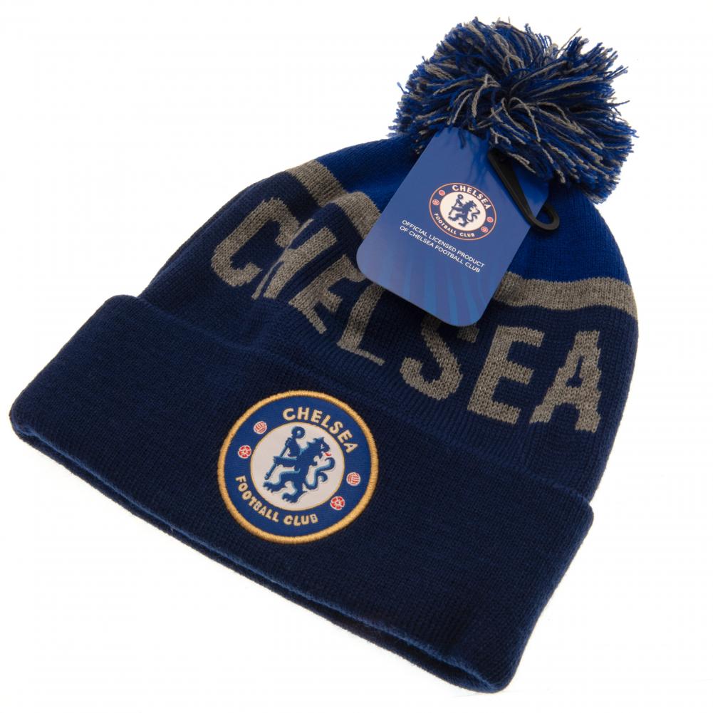 Chelsea FC Navy Text Ski Hat LKT Sport Football>Premier League>Chelsea FC Beanies
