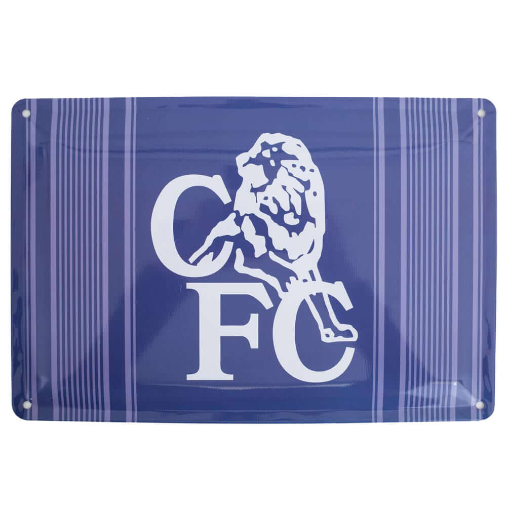 Chelsea FC Retro Days Sign LKT Sport Blue metal tin sign featuring a retro Chelsea crest in the centreReady to hang on the wall with four small holes for fixingOfficial licensed productApprox 30cm x 20cm Novelty Signs