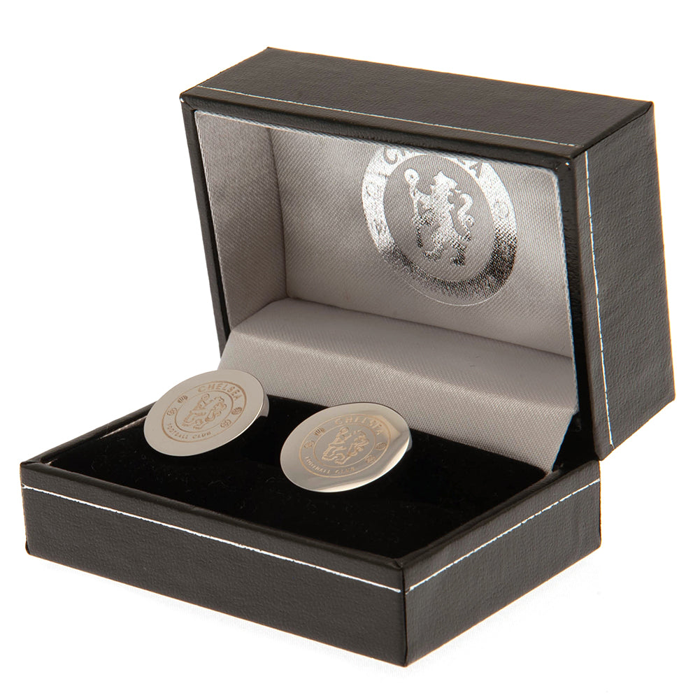 Chelsea FC Stainless Steel Round Cufflinks LKT Sport Football>Premier League>Chelsea FC