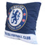 Chelsea FC Text Cushion LKT Sport Blue cushion featuring a full colour Chelsea crest with text reading CHELASEA FOOTBALL CLUB across the bottomDesign repeated on the reverse100% Polyester machine washable removable coverOfficial licensed productApprox 40c