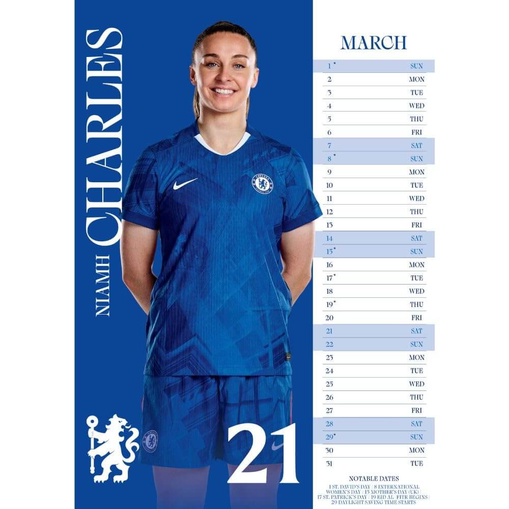 Chelsea WFC A3 Calendar 2026 LKT Sport Football>Premier League>Chelsea FC Wall Calendars