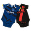 Everton FC 2 Pack Bodysuit 6-9 Mths LKT Sport This short sleeved bodysuit comes in a multi design twin packDesign inspired by the 2021-22 season kit with a woven crest and printed sponsorSoft comfortable fit with press stud fasteningMade from 100% CottonO