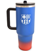 FC Barcelona 40oz Tumbler LKT Sport Blue 40oz thermal tumbler, ideal for Barca fans of all agesKeep your drinks hot or cold for hours with double-walled insulationIncludes a soft grip handle for extra comfortWith a sturdy closable drinking spout to avoid