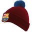 FC Barcelona Red Ski Hat LKT Sport Red cuff knit beanie bobble hatFeatures a navy bobble with an embroidered FCB crestOfficial licensed productOne size fits all Beanies