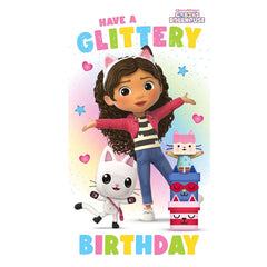 Gabby's Dollhouse Glittery Birthday Card LKT Sport Entertainment>TV Series>Gabby's Dollhouse Greeting Cards
