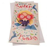Harry Potter Birthday Card Sister LKT Sport Colourful gloss finish birthday card Featuring a drawn image of Luna Lovegood Message inside reads 'Hope your day is filled with Adventure!' With a plain white envelope Official licensed product Approx 23cm x 12