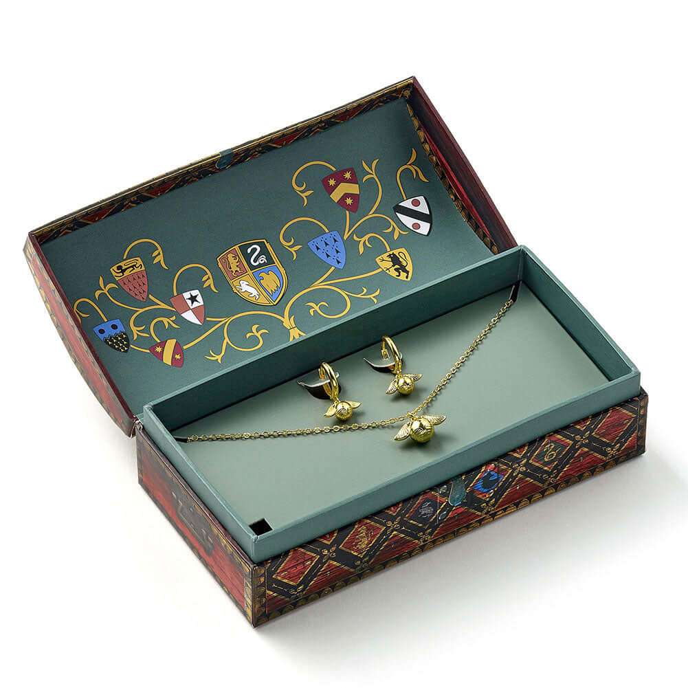 Harry Potter Golden Snitch Necklace & Earrings Gift Box LKT Sport Entertainment>Movies>Harry Potter Jewelry Sets