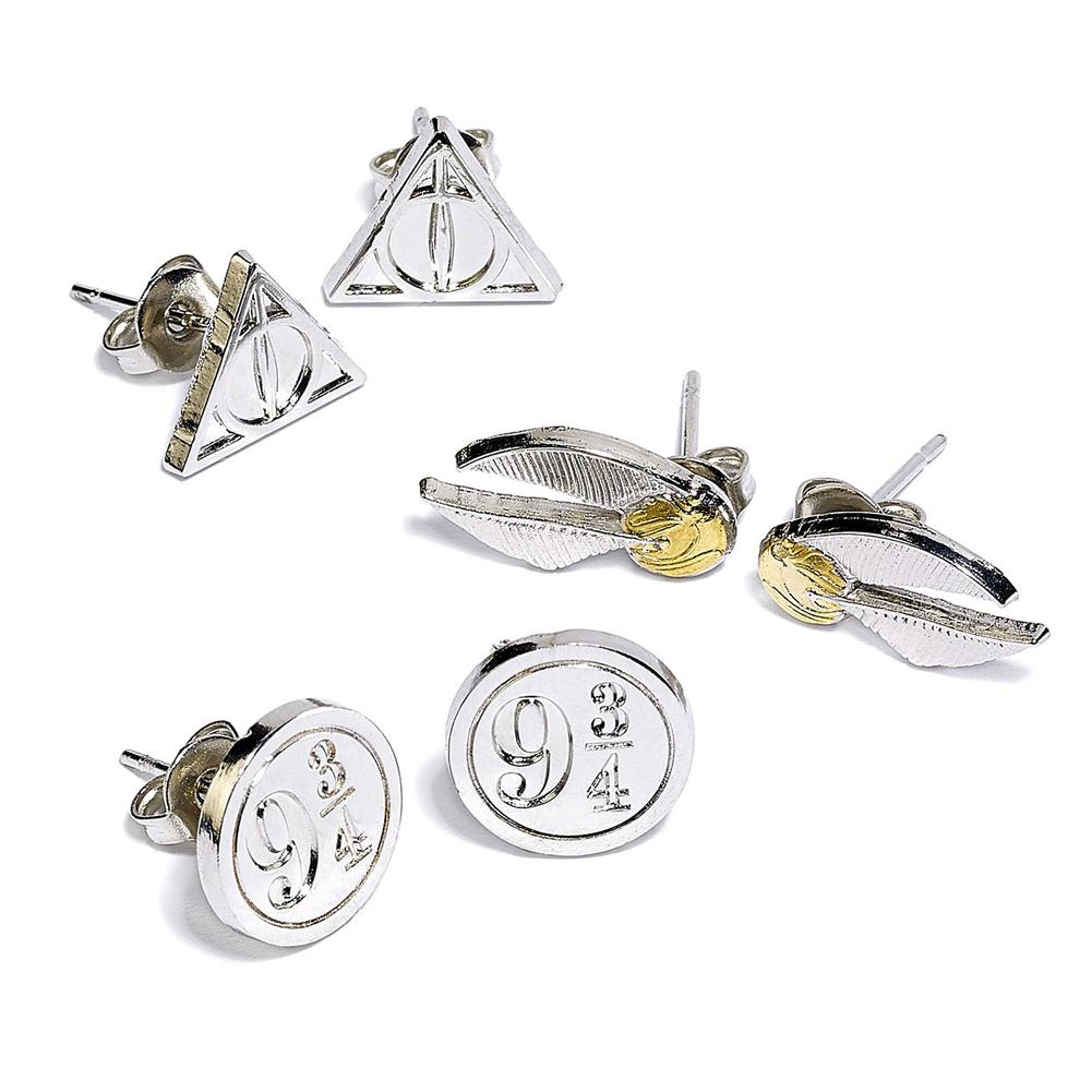 Harry Potter Silver Plated Stud Earring Set LKT Sport Entertainment>Movies>Harry Potter Earrings