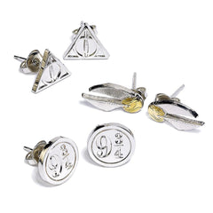 Harry Potter Silver Plated Stud Earring Set LKT Sport Entertainment>Movies>Harry Potter Earrings