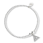 Harry Potter Sterling Silver Deathly Hallows Crystal Bracelet LKT Sport Sterling silver ball bead bracelet with the famous Platform 9 & 3 quarters sign charm The charm is embellished with crystals Official licensed product Stretch fit bracelet approx. 18c