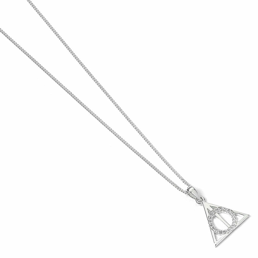 Harry Potter Sterling Silver Deathly Hallows Crystal Necklace LKT Sport Entertainment>Movies>Harry Potter Necklaces