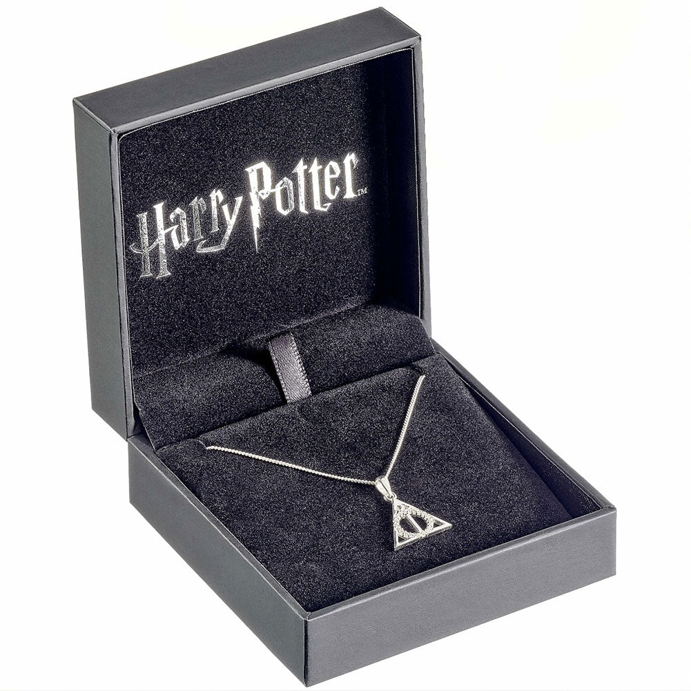 Harry Potter Sterling Silver Deathly Hallows Crystal Necklace LKT Sport Entertainment>Movies>Harry Potter Necklaces