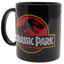 Jurassic Park Mug LKT Sport Ceramic everyday coffee mug Features the Jurassic Park logo on a black background Glazed kiln fired finish with black handle Official licensed product Approx 315ml (11oz) Approx 9cm tall, 8cm in diameter In a cardboard display