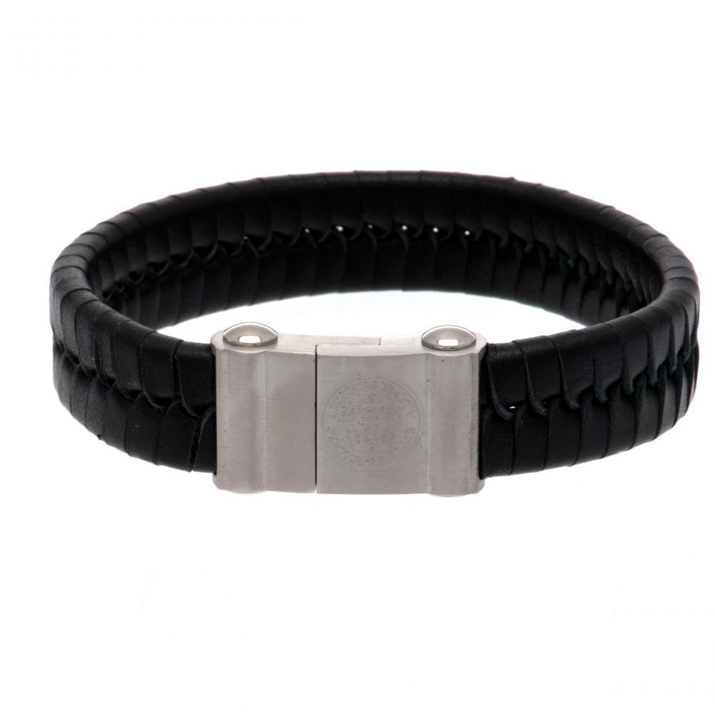 Leicester City FC Single Plait Leather Bracelet LKT Sport Football>Football League>Leicester City FC|Football>Premier League Bracelets