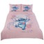 Lilo & Stitch Aloha Double Duvet Set LKT Sport Bed linen set to fit standard double bedsDusty pink quilt cover featuring an Hawaiian motif of StitchReverse features a multi Stitch designDusty pink pillowcases featuring Stitch45% Polyester 55% cotton, mach