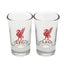 Liverpool FC 2pk Shot Glass Set LKT Sport Set of 2 shot glassesFeaturing Liverpool FC club crest in redOfficial licensed productApprox 50ml (2oz)Approx 7cm tall, 4cm in diameter Shot Glasses