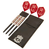 Liverpool FC Darts Set LKT Sport LFC essential darts set3 x dart barrels with red detail3 x black dart shafts3 x red dart flights with white Liverpool crestsComplete with a PU carts case printed with the Liverpool crestOfficial licensed product Darts