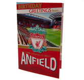 Liverpool FC Pop-Up Birthday Card LKT Sport Club colours gloss finish birthday card with stadium graphic Features a street plan and 3D pop-up stadium inside Official licensed product Approx 22cm x 15cm With a plain white envelope Greeting Cards