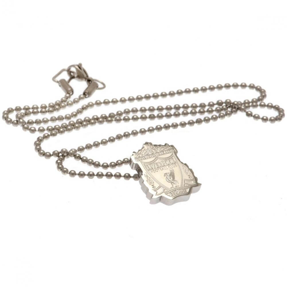 Liverpool FC Stainless Steel Pendant & Chain LKT Sport Stainless steel crest shaped pendant with ball chainChrome finish Liverpool crest with engraved detailOfficial licensed productChain approx 50cm (19in)Pendant approx 20mm x 15mm Pendants