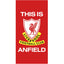 Liverpool FC This Is Anfield Towel LKT Sport Large soft to touch 100% cotton velour beach towelFeatures the iconic Retro Liverbird crest and 'This Is Anfield' textOfficial licensed productApprox 140cm x 70cm (55in x 28in) Beach Towels