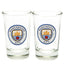 Manchester City FC 2pk Shot Glass Set LKT Sport Set of 2 shot glasses Featuring full colour Manchester City FC club crest Official licensed product Approx 50ml (2oz) Approx 7cm tall, 4cm in diameter In a display packet Shot Glasses