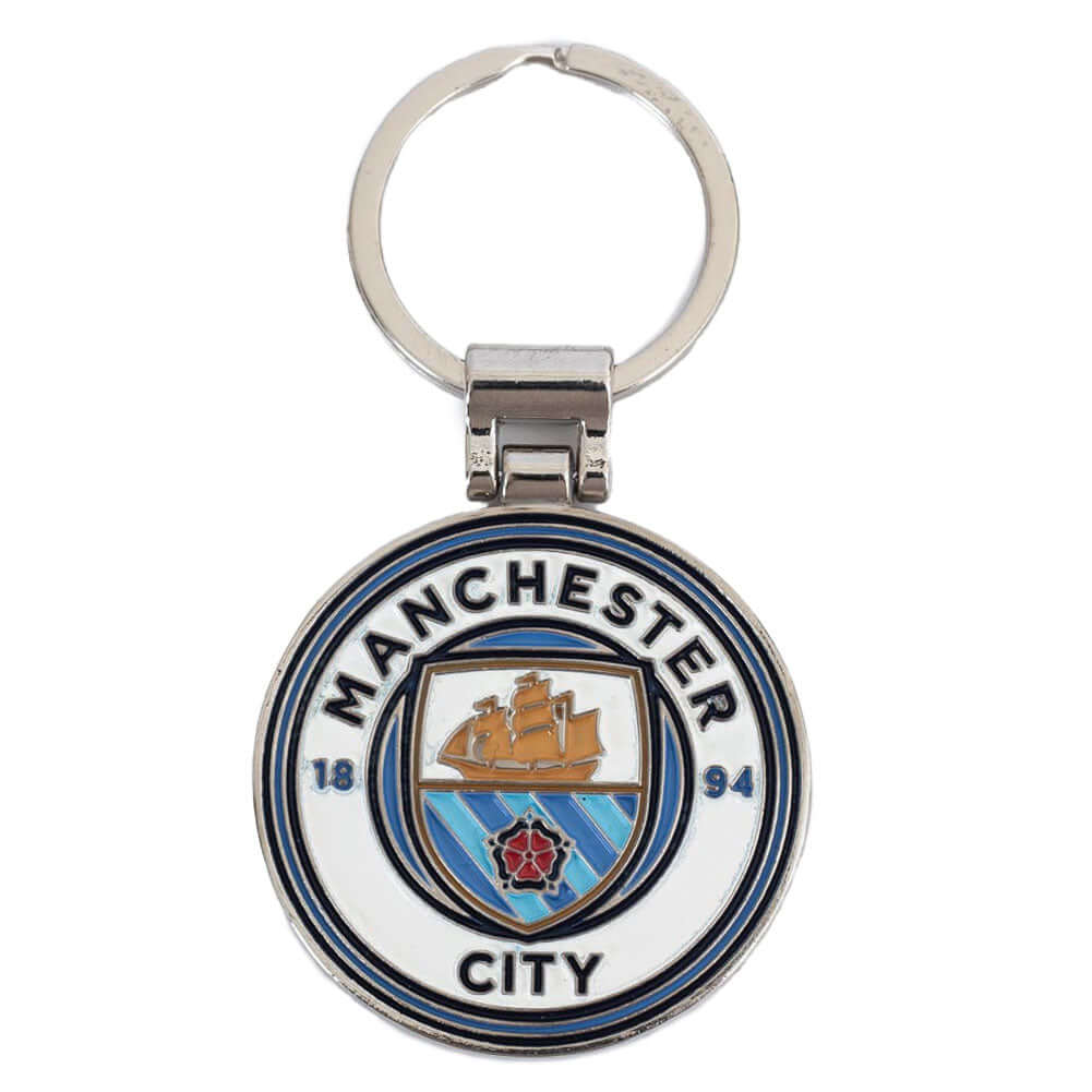 Manchester City FC Boxed Crest Keyring LKT Sport Executive metal Man City crest shaped keyring with split ringDie stamped design with full colour enamel infillOfficial licensed productApprox 45mm x 45mm Keychains