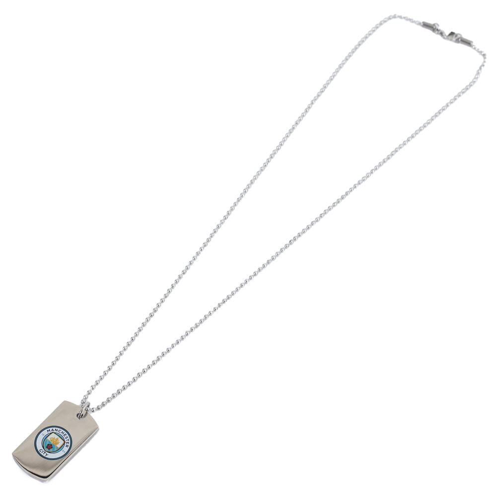 Manchester City FC Colour Crest Dog Tag & Chain LKT Sport Football>Premier League>Manchester City FC Necklaces