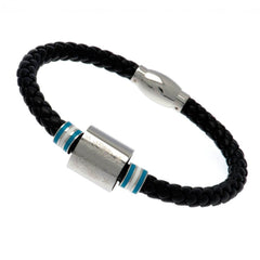 Manchester City FC Colour Ring Leather Bracelet LKT Sport Rope design bracelet made from genuine leatherBlack bracelet featuring stainless steel colour rings and an engraved club crestWith a stainless steel magnetic claspOfficial licensed productApprox 20