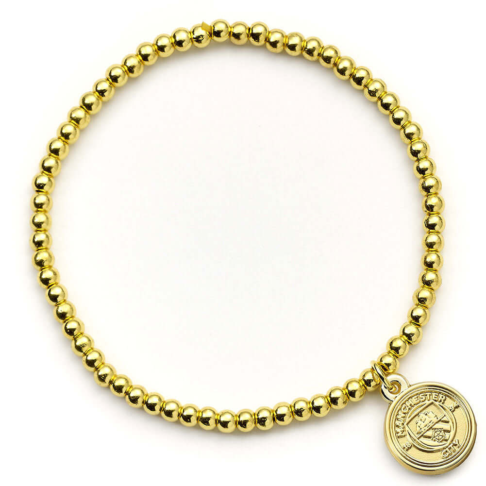Manchester City FC Gold Finish Bead Bracelet LKT Sport Football>Premier League>Manchester City FC Bracelets