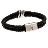 Manchester City FC Leather Bracelet LKT Sport Twin rope design bracelet made from genuine leather Black bracelet featuring with steel detail Stainless steel magnetic clasp with an engraved club crest Official licensed product Approx 20cm x 1cm Presented i