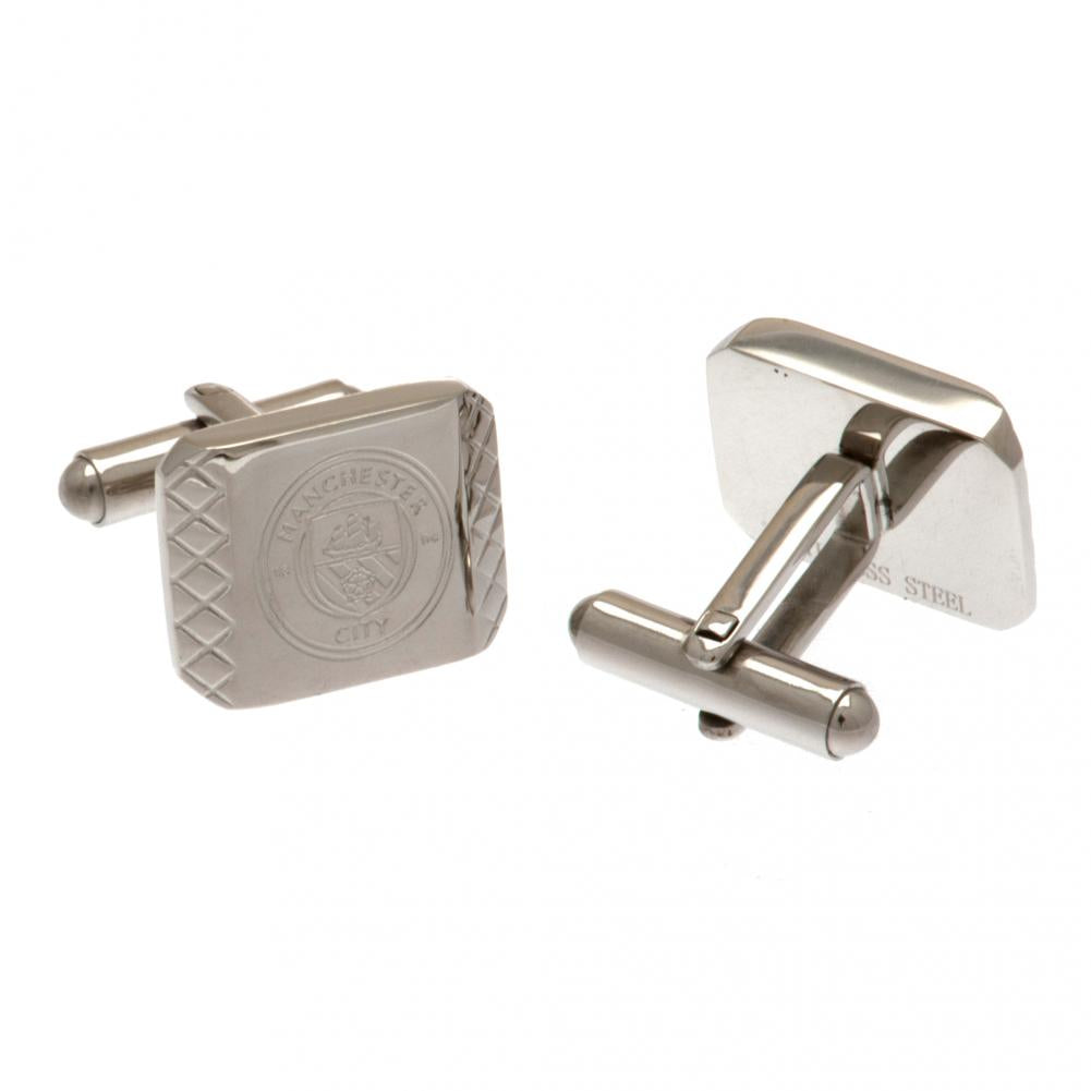 Manchester City FC Stainless Steel Patterned Cufflinks LKT Sport Football>Premier League>Manchester City FC Cufflinks
