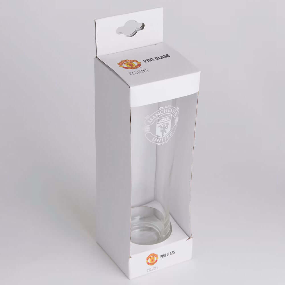 Manchester United FC Mono Crest Tall Beer Glass LKT Sport Football>Premier League>Manchester United FC Beer Glasses