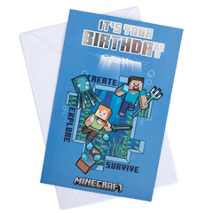 Minecraft Explore Birthday Card LKT Sport Entertainment>Gaming>Minecraft Greeting Cards